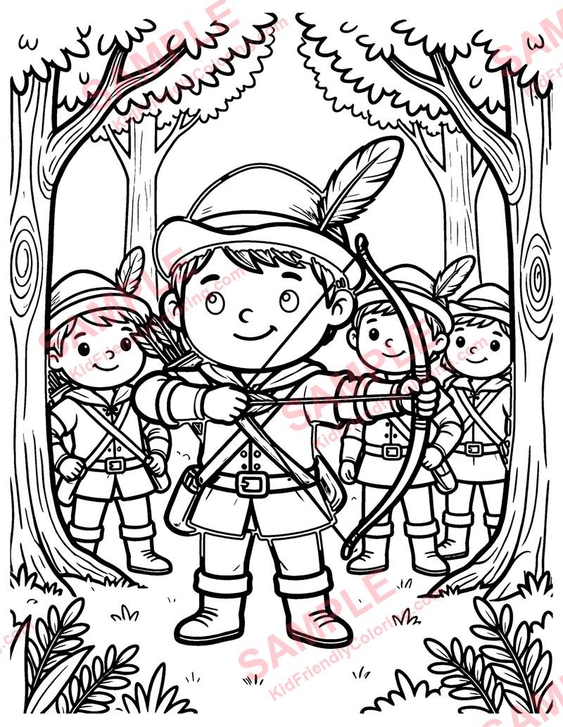 Robin Hood in Sherwood coloring page preview