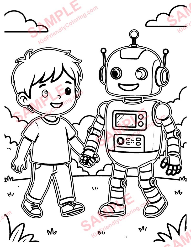 Robot Best Friends coloring page preview