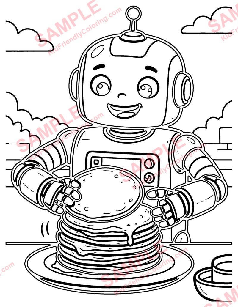 Robot Chef coloring page preview