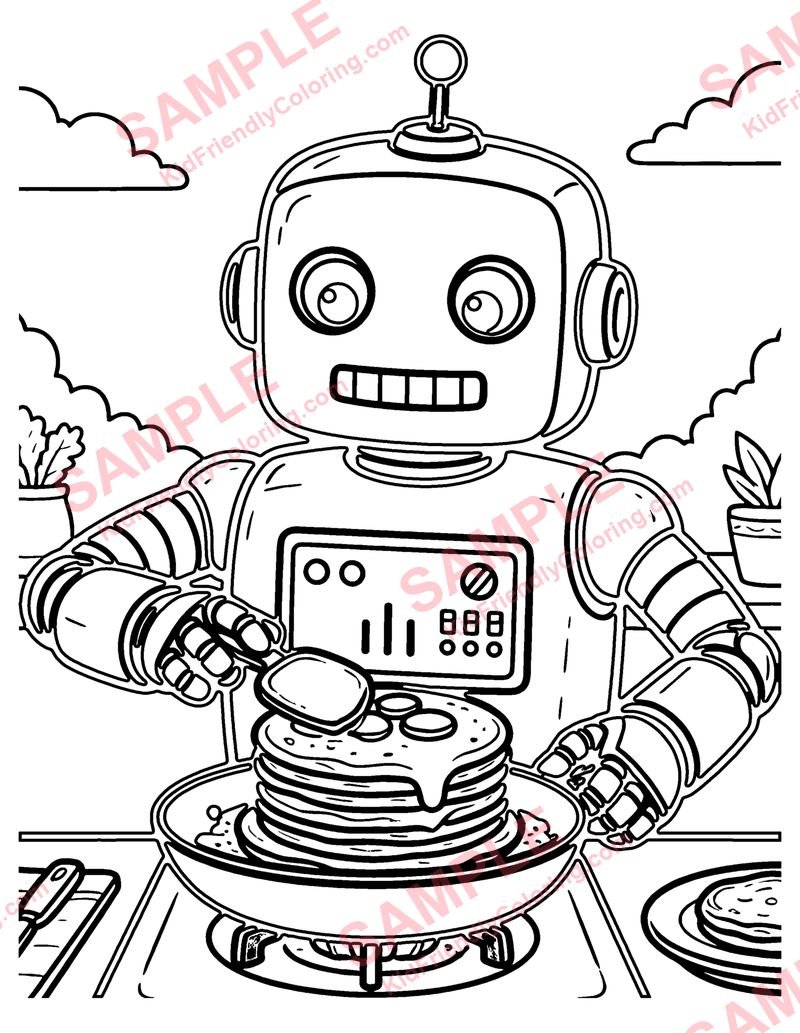Robot Chef coloring page preview