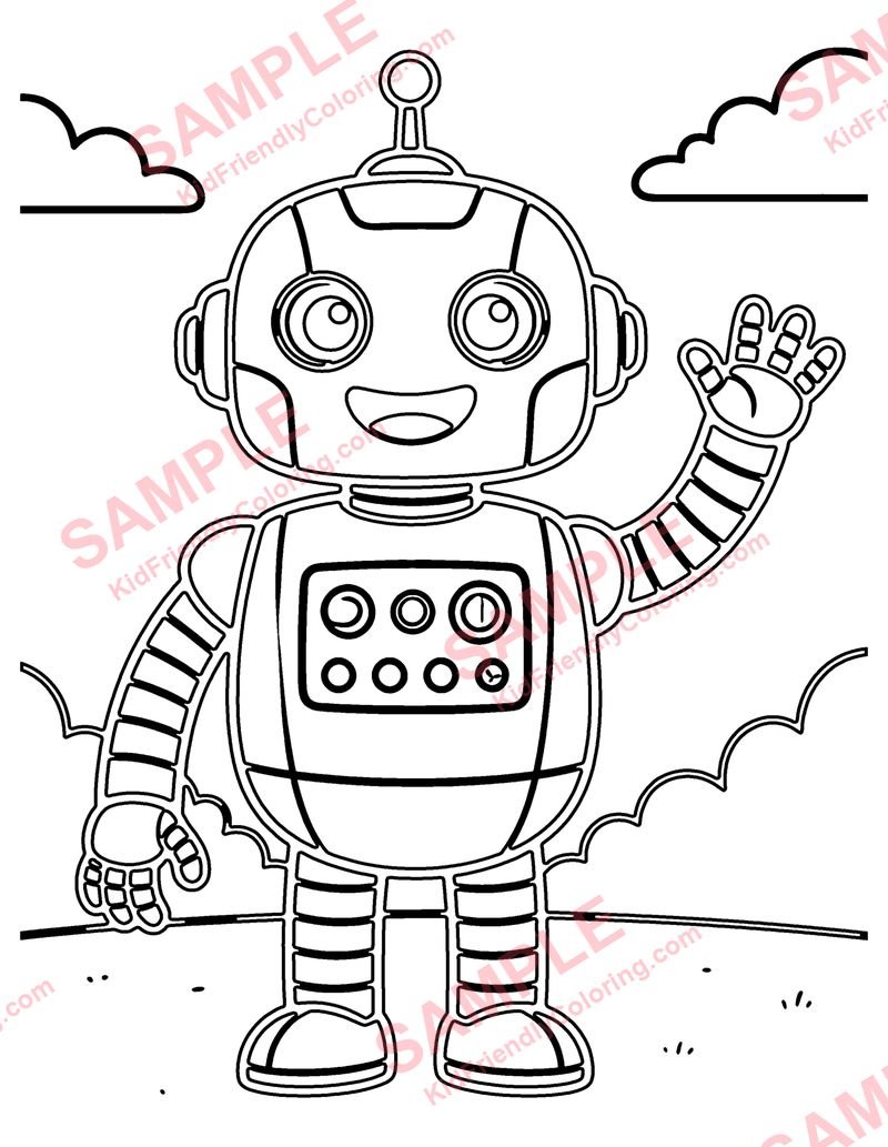 Robot Friend coloring page preview