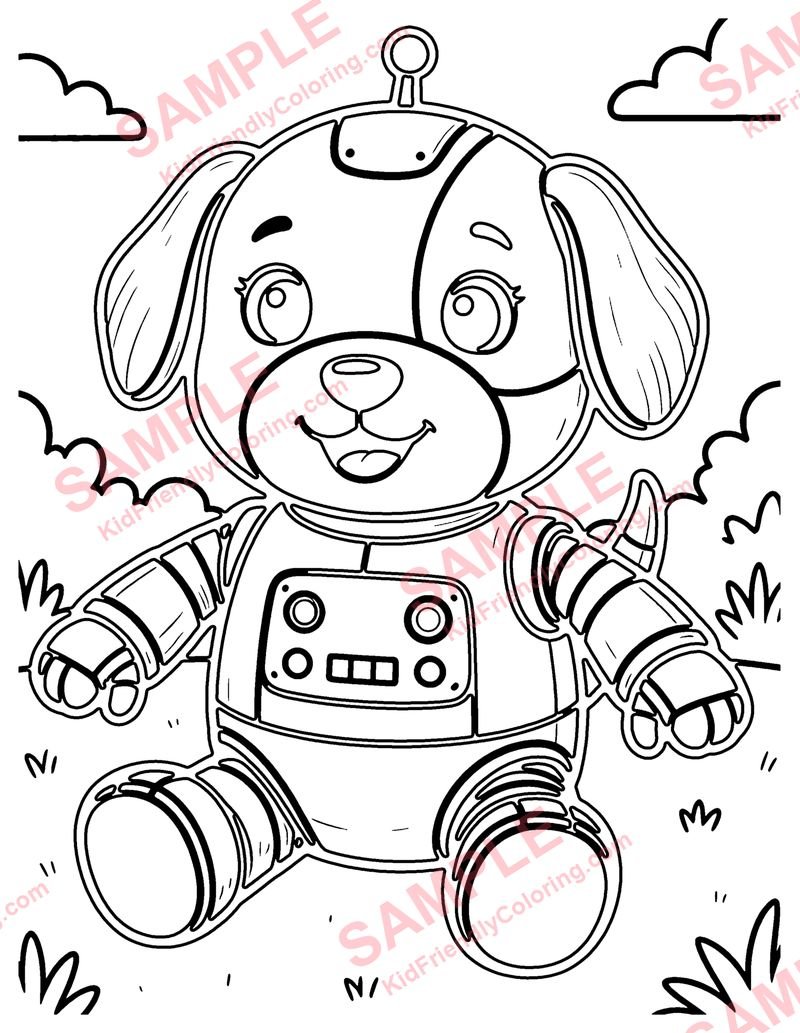 Robot Pet Toy coloring page preview