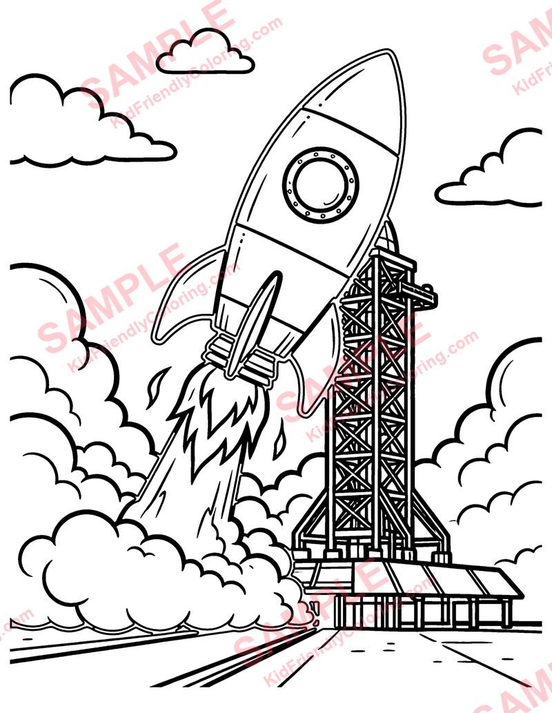 Rocket Launch coloring page preview