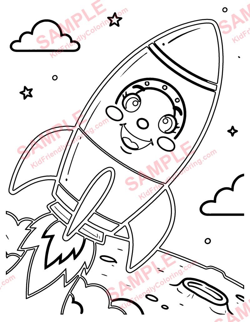 Rocket Ship coloring page preview