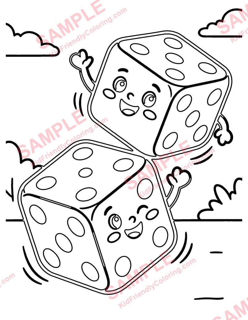 Rolling Dice coloring page preview