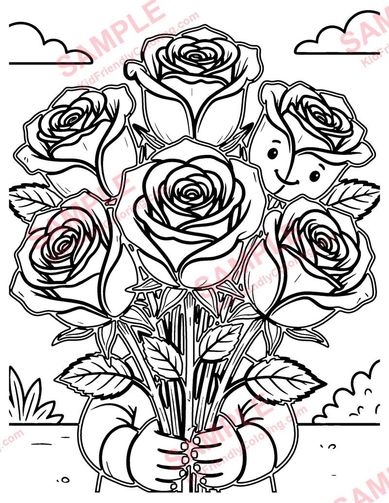 Roses coloring page preview