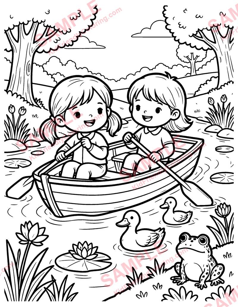 Row, Row, Row Your Boat coloring page preview