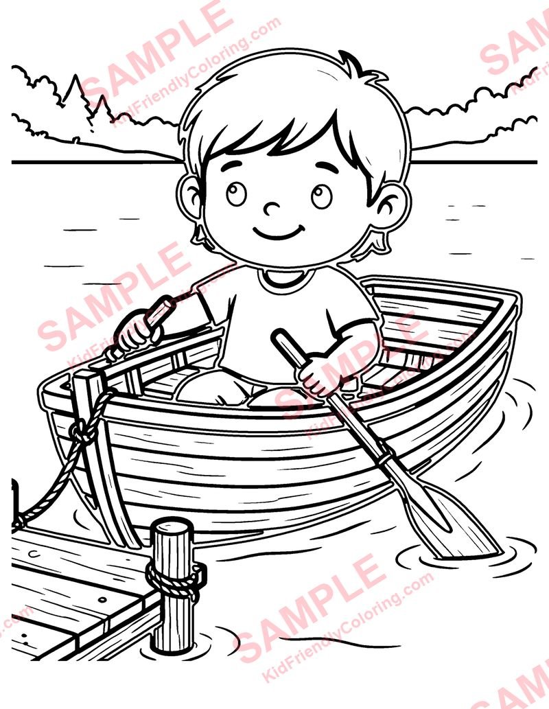 Rowboat at the Dock coloring page preview