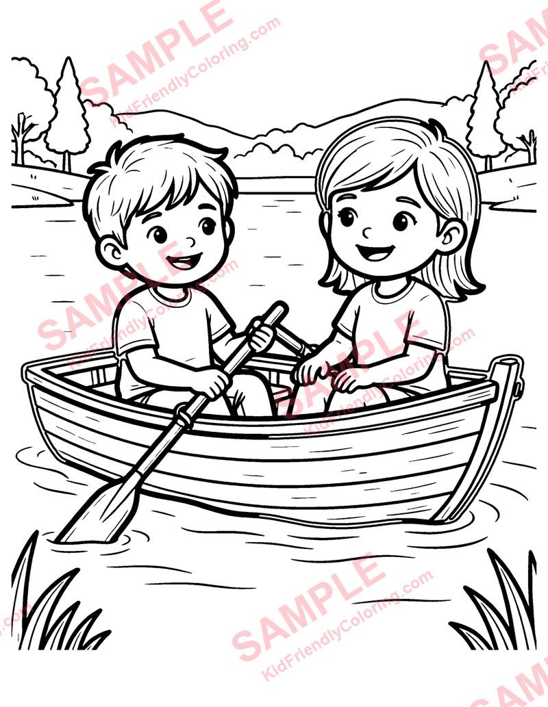 Rowboat coloring page preview