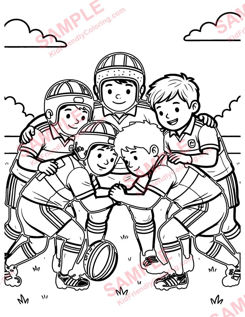 Rugby Scrum coloring page preview