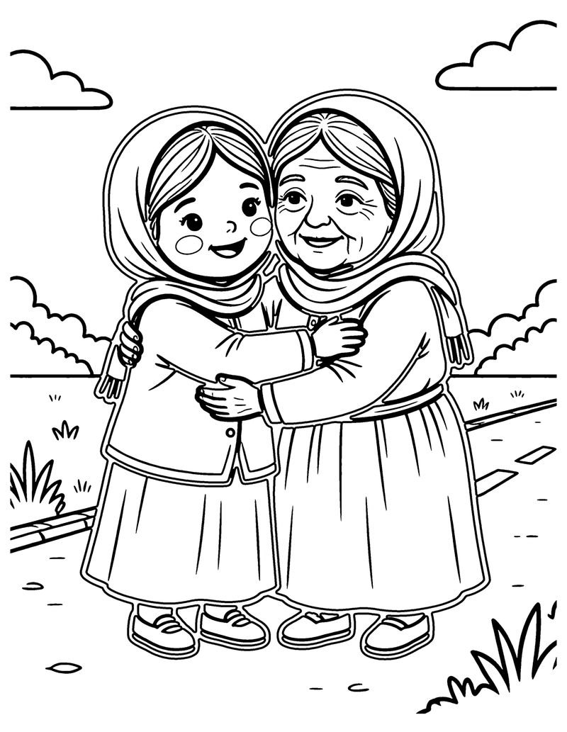 Ruth and Naomi coloring page preview