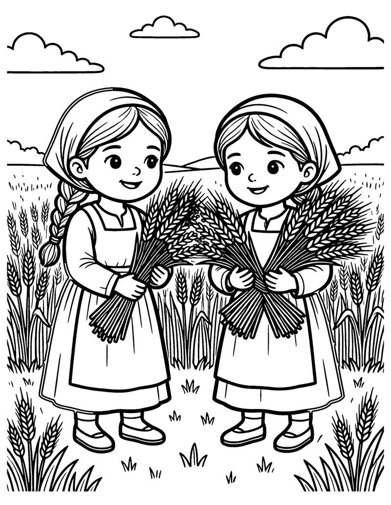 Ruth in the Wheat Field coloring page preview