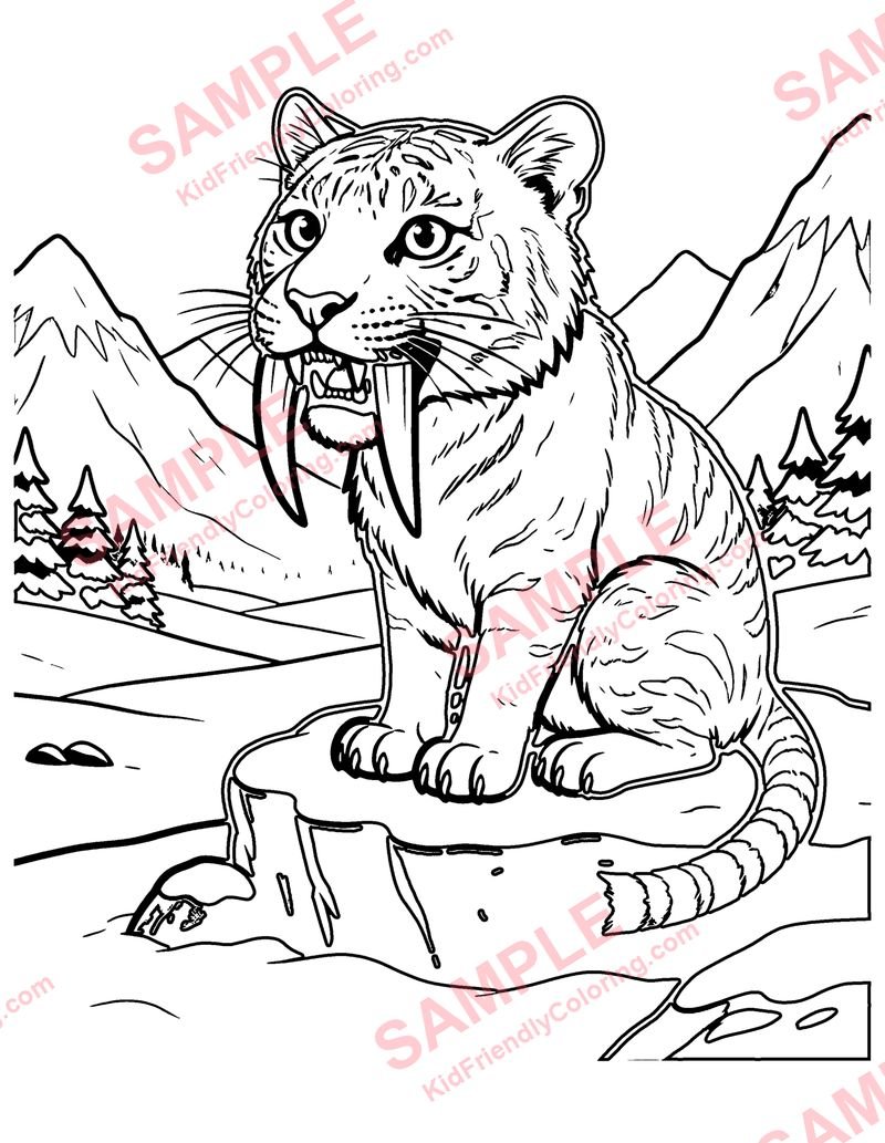 Saber-Toothed Cat coloring page preview
