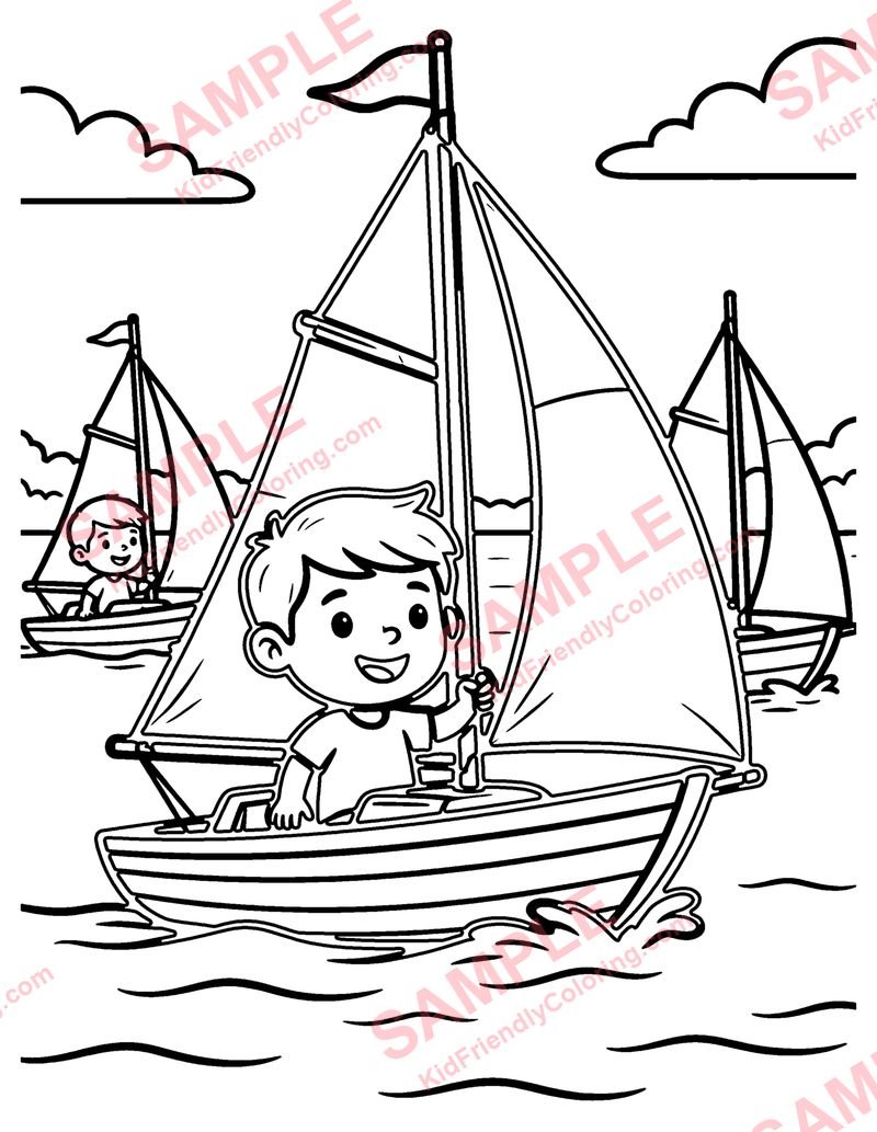 Sailboat Race coloring page preview
