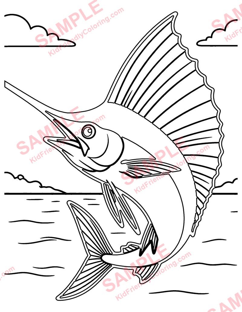 Sailfish coloring page preview