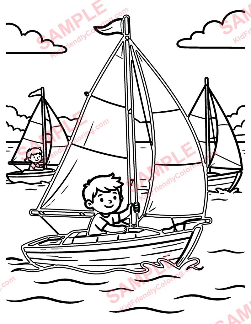 Sailing Race coloring page preview