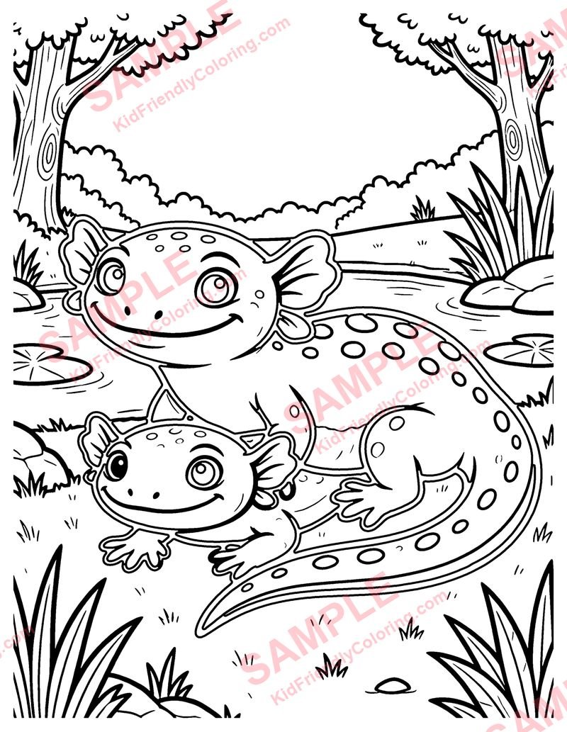 Salamander coloring page preview