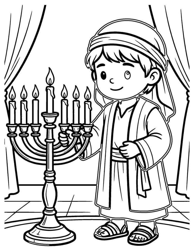 Samuel Lights the Lamps coloring page preview