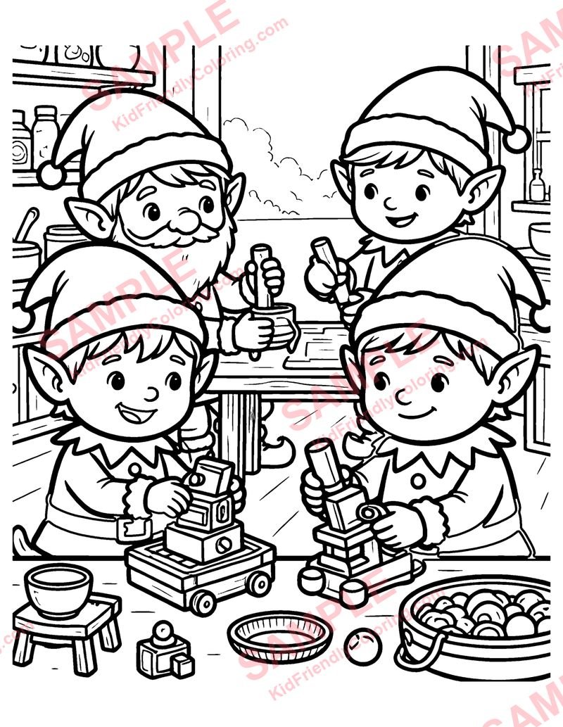 Santa's Workshop coloring page preview