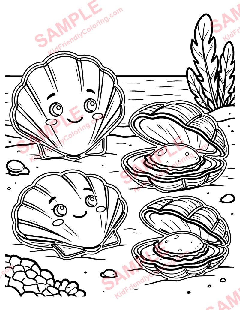 Scallops and Clams coloring page preview