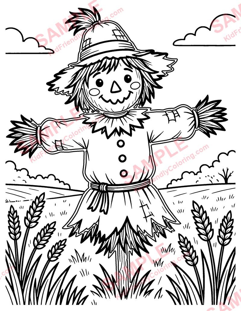 Scarecrow coloring page preview