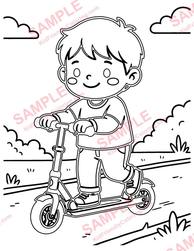 Scooter Ride coloring page preview