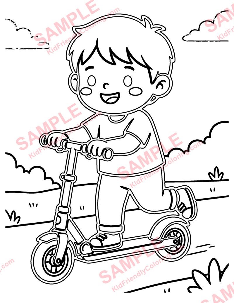 Scooter coloring page preview