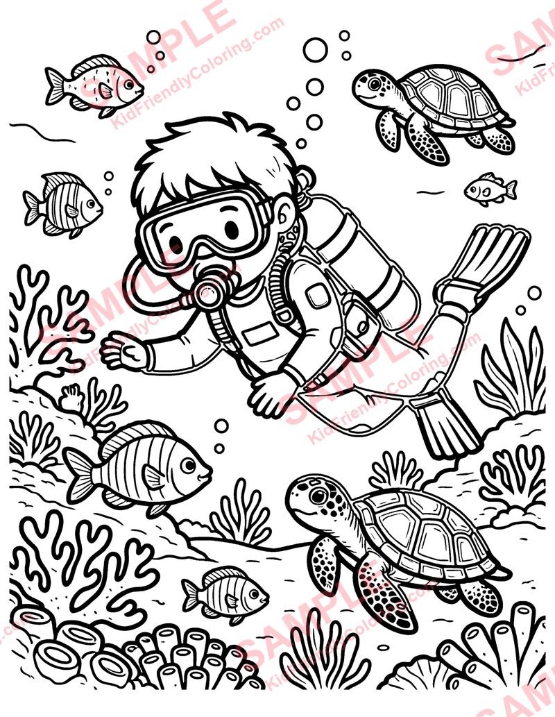 Scuba Diver coloring page preview