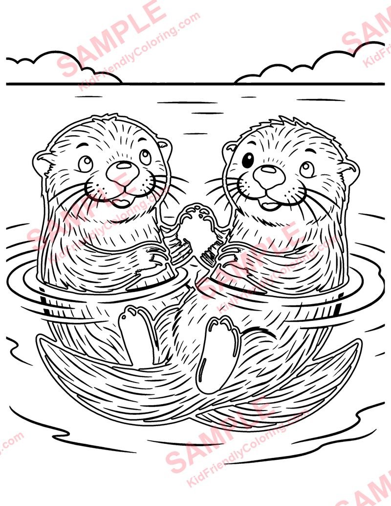 Sea Otters coloring page preview