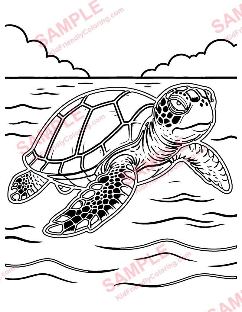 Sea Turtle Journey coloring page preview
