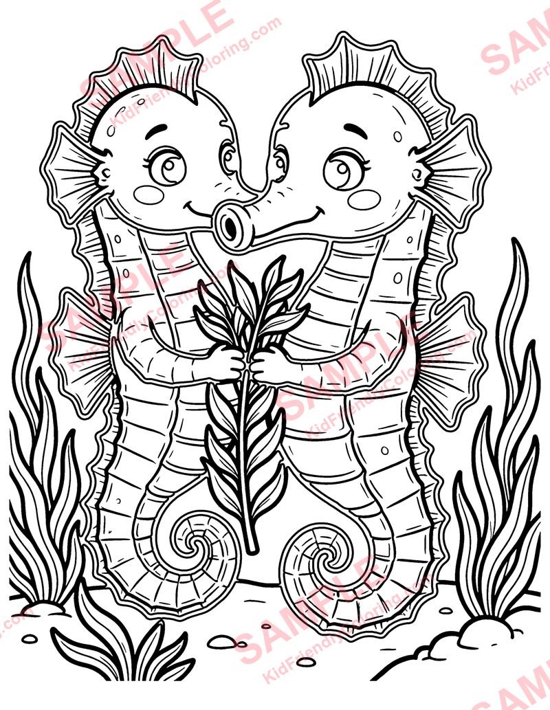 Seahorse Hideout coloring page preview