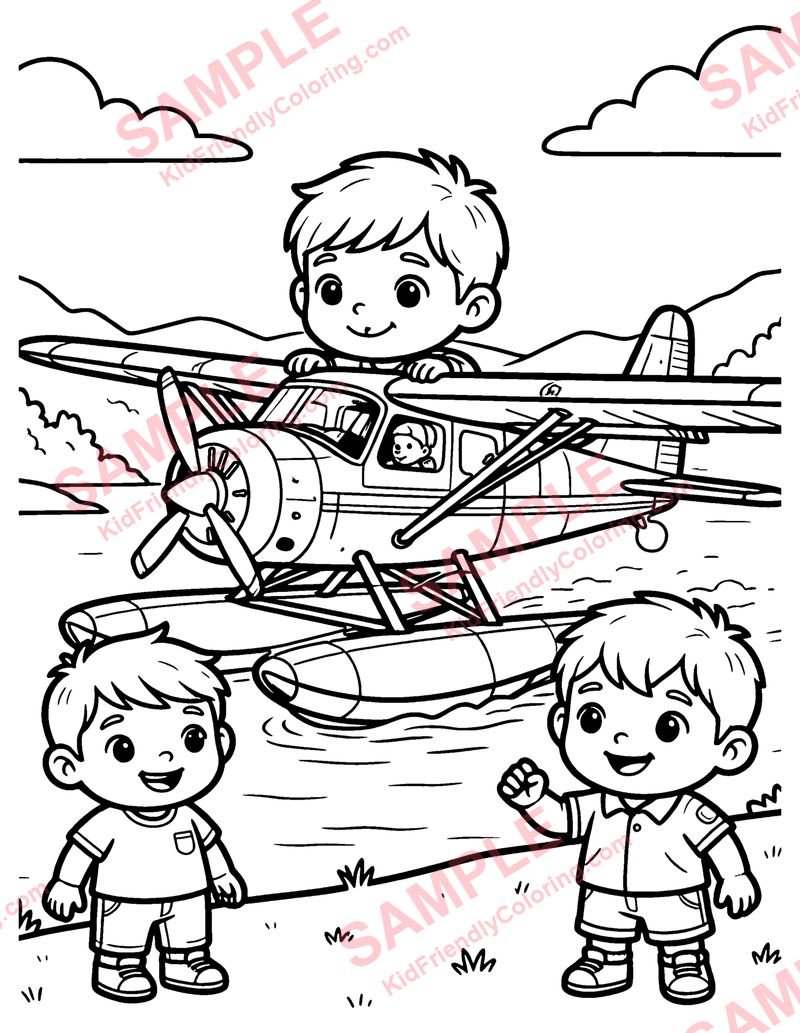 Seaplane coloring page preview