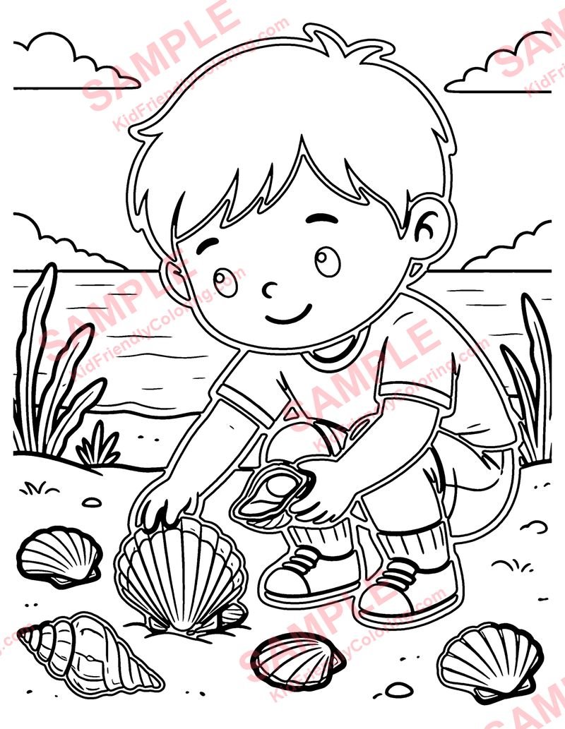 Seashell Collecting coloring page preview
