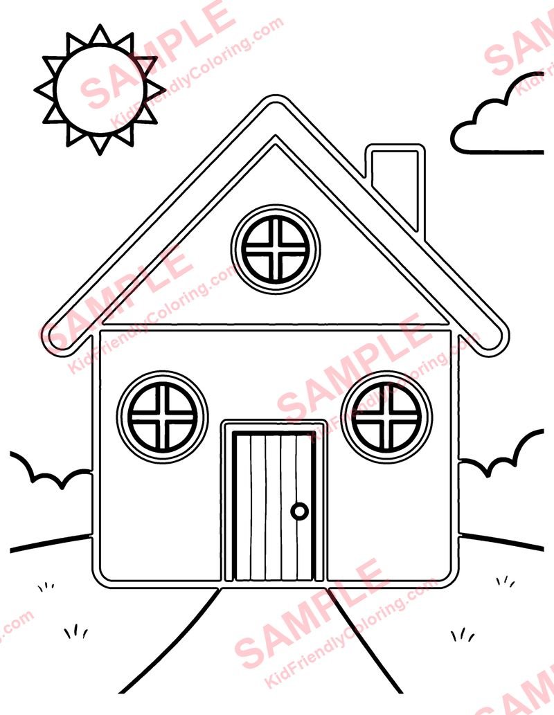Shape House coloring page preview