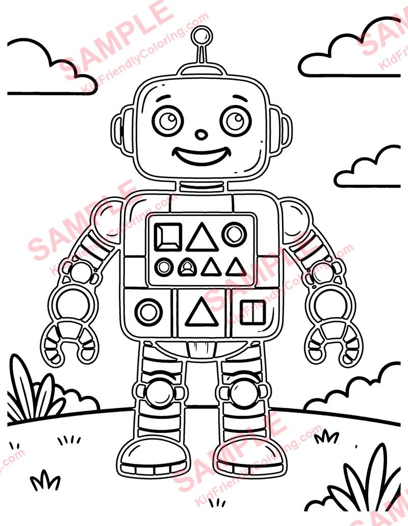 Shape Robot coloring page preview