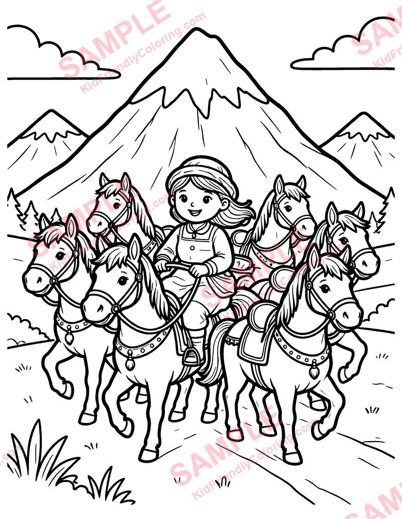 She'll Be Coming Round the Mountain coloring page preview