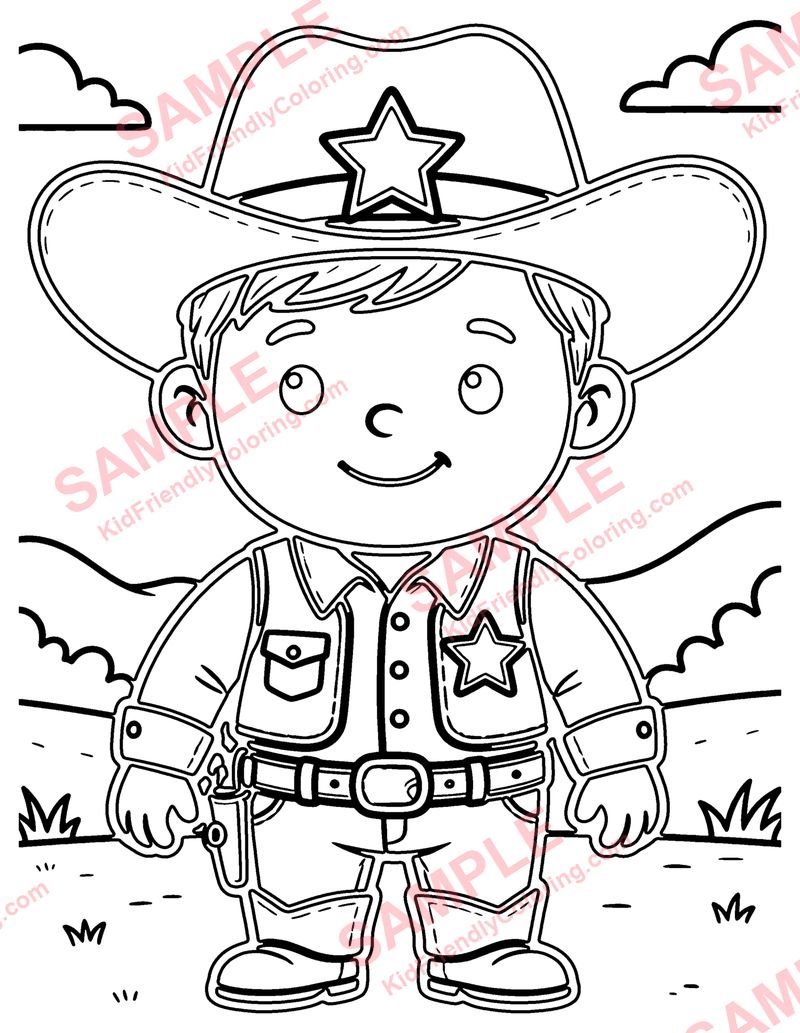 Sheriff's Badge coloring page preview