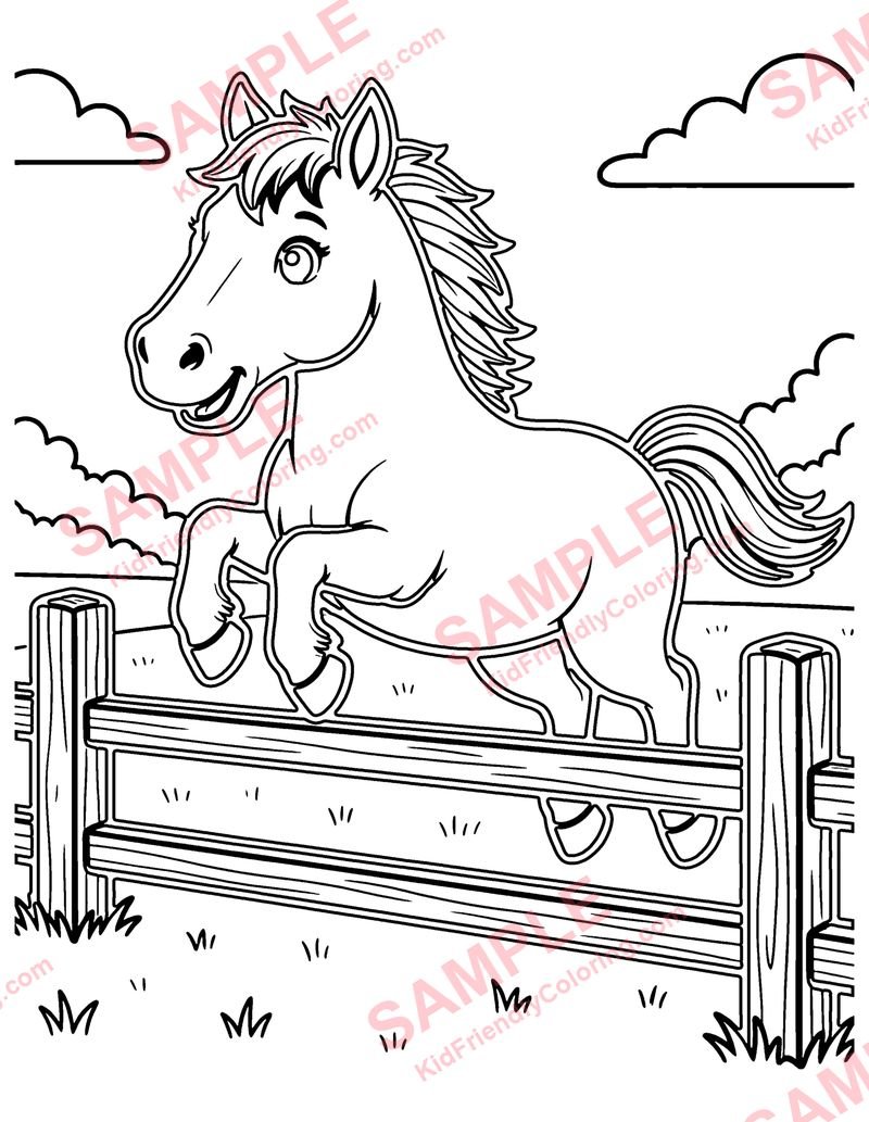 Show Jumping coloring page preview