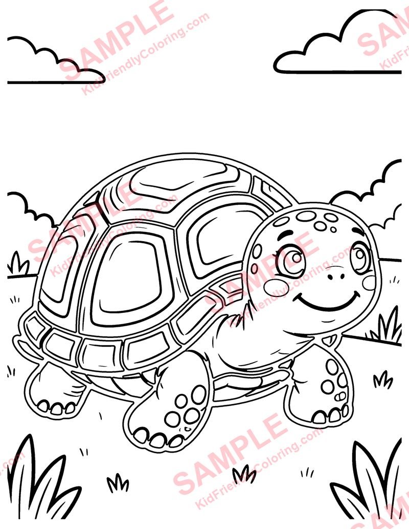 Shy Turtle coloring page preview