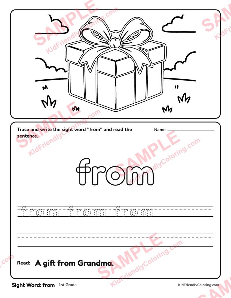 Sight Word: from coloring page preview