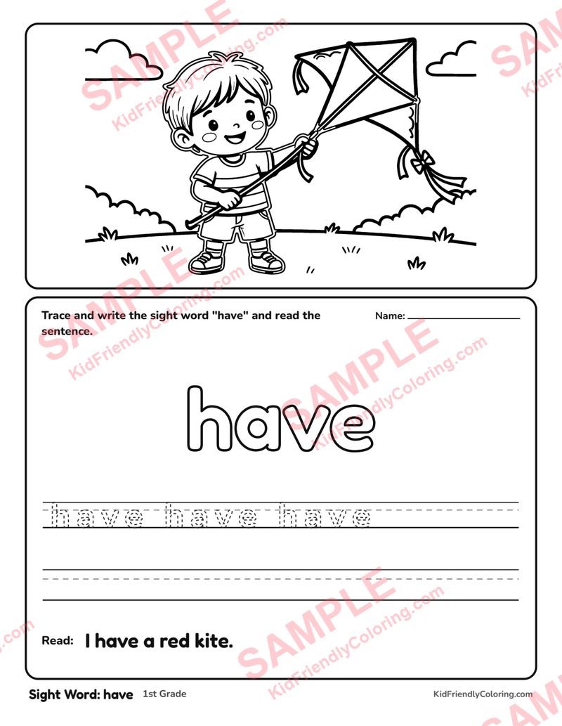 Sight Word: have coloring page preview