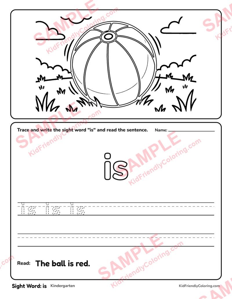 Sight Word: is coloring page preview