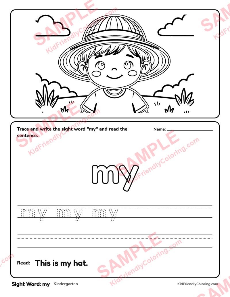 Sight Word: my coloring page preview