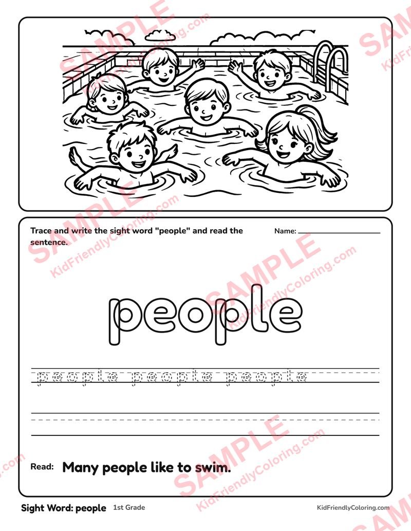 Sight Word: people coloring page preview