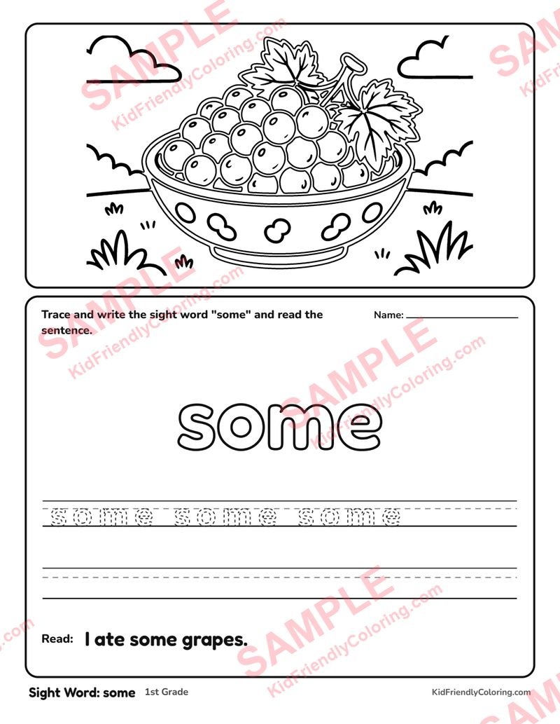 Sight Word: some coloring page preview
