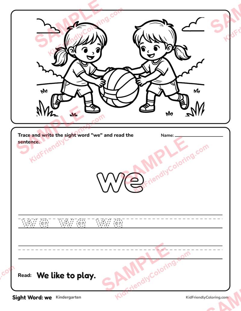 Sight Word: we coloring page preview