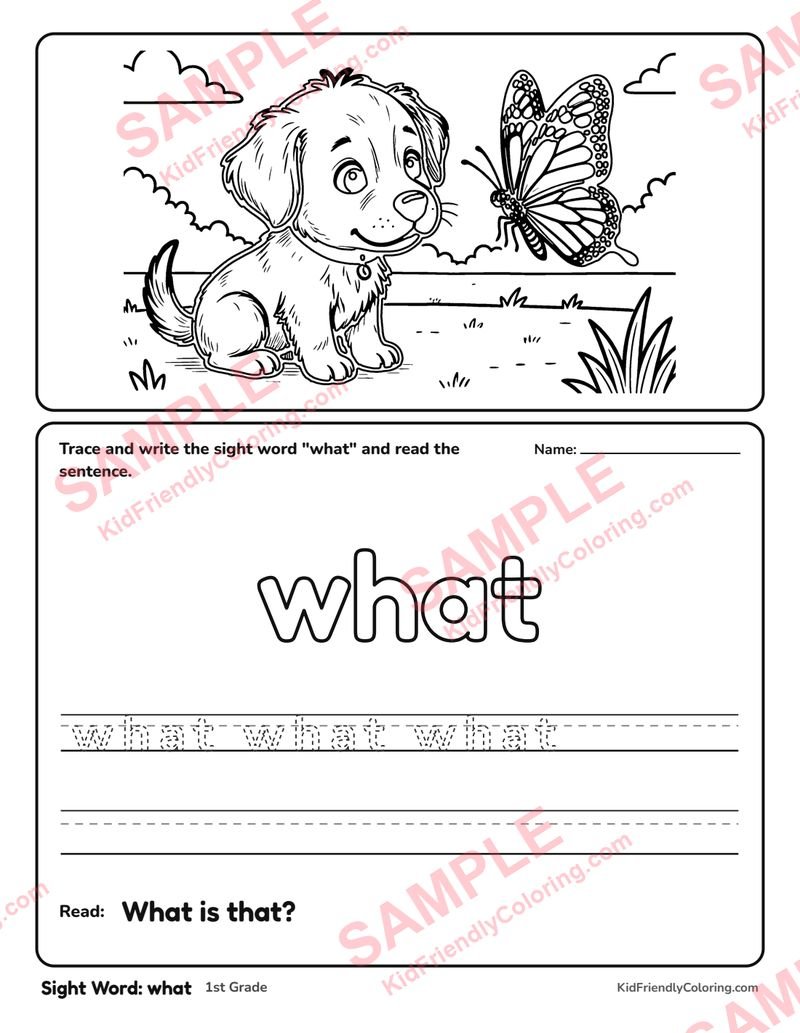 Sight Word: what coloring page preview