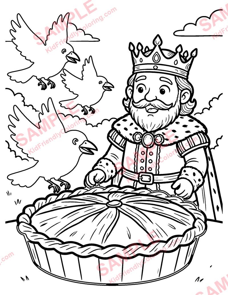 Sing a Song of Sixpence coloring page preview