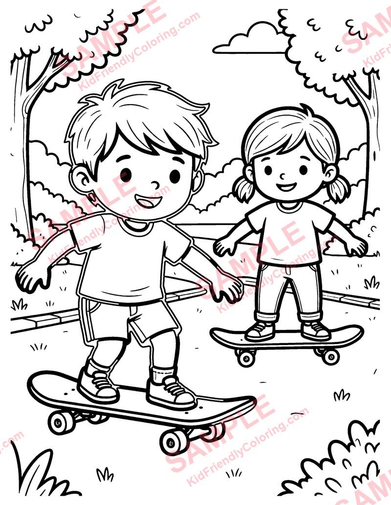 Skateboard Park coloring page preview