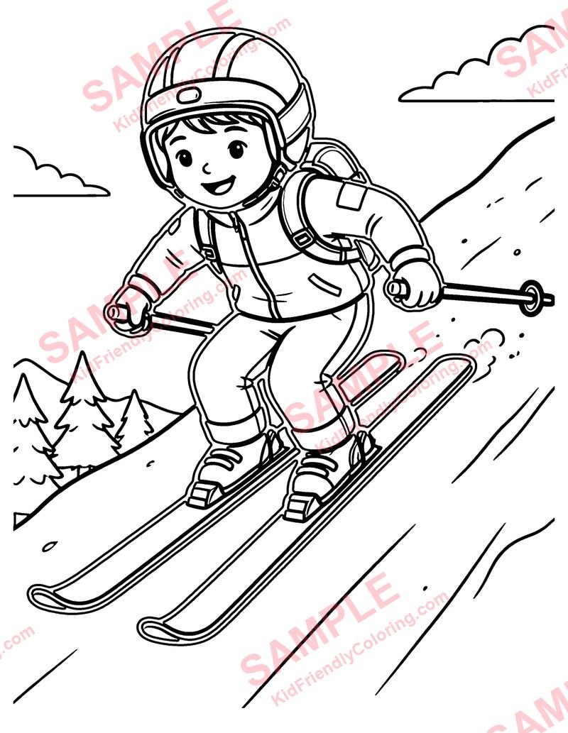 Ski Jump coloring page preview